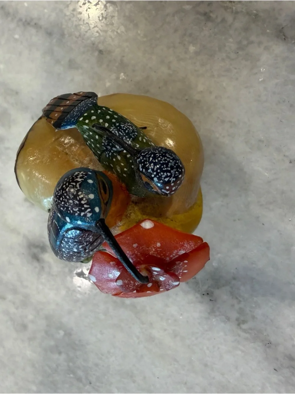 Handmade Hand Carved Hummingbirds & Flower Tagua Nut Carving‎ 2”